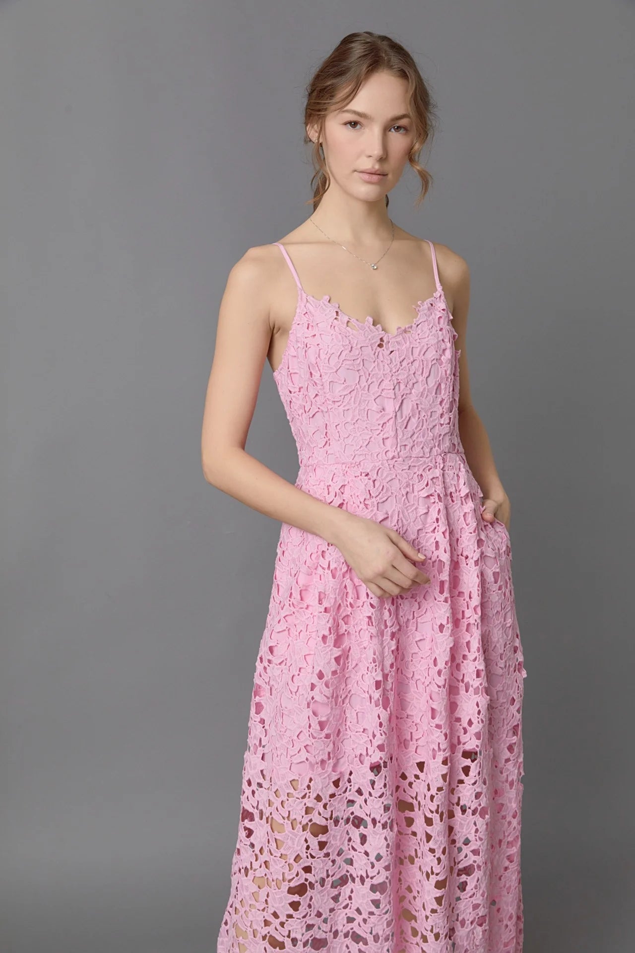 Midi blush bouquet dress