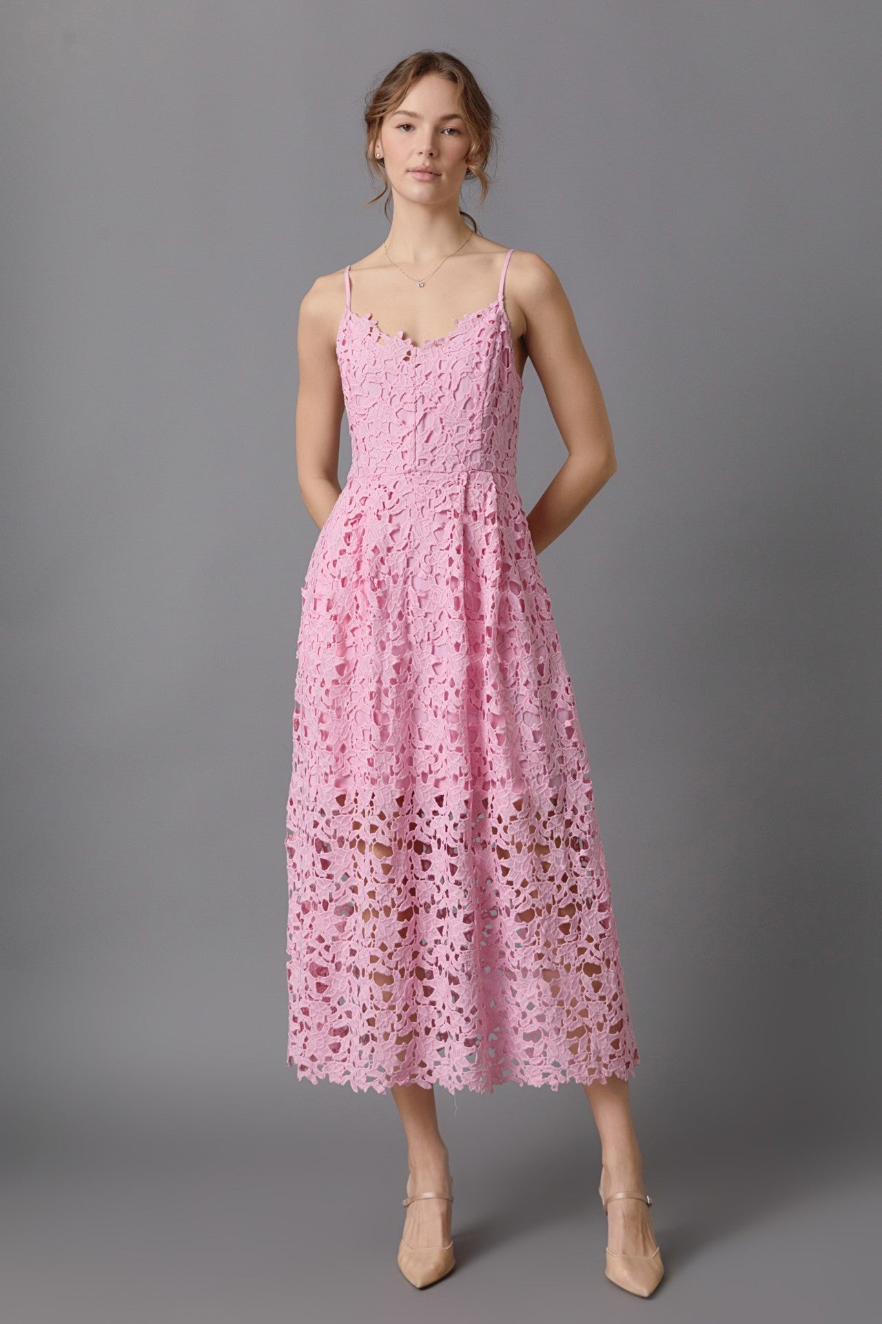 Midi blush bouquet dress