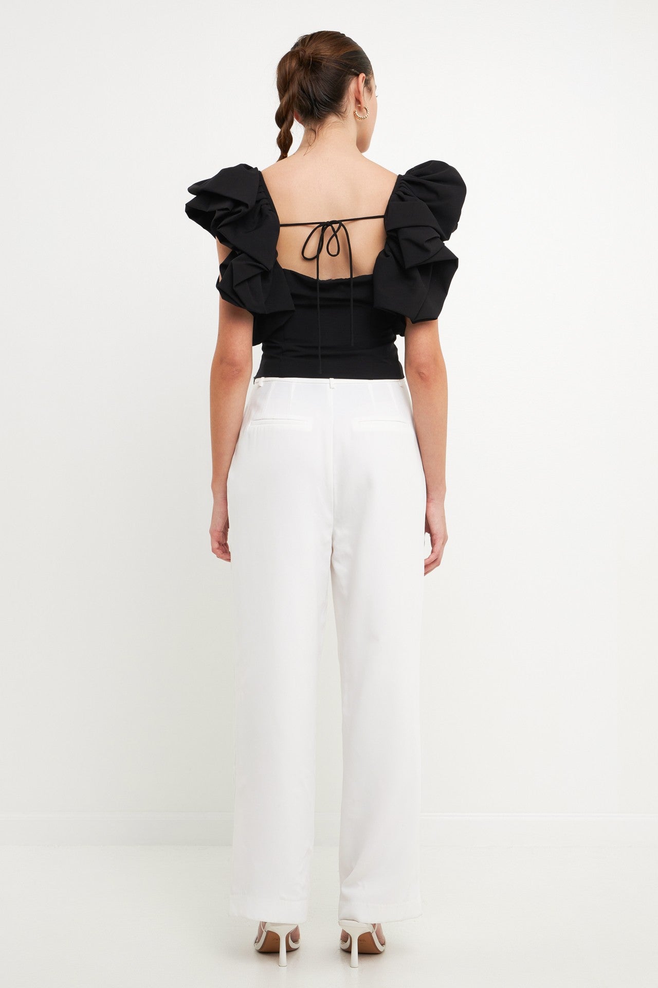 Noir Élan Ruffle Top