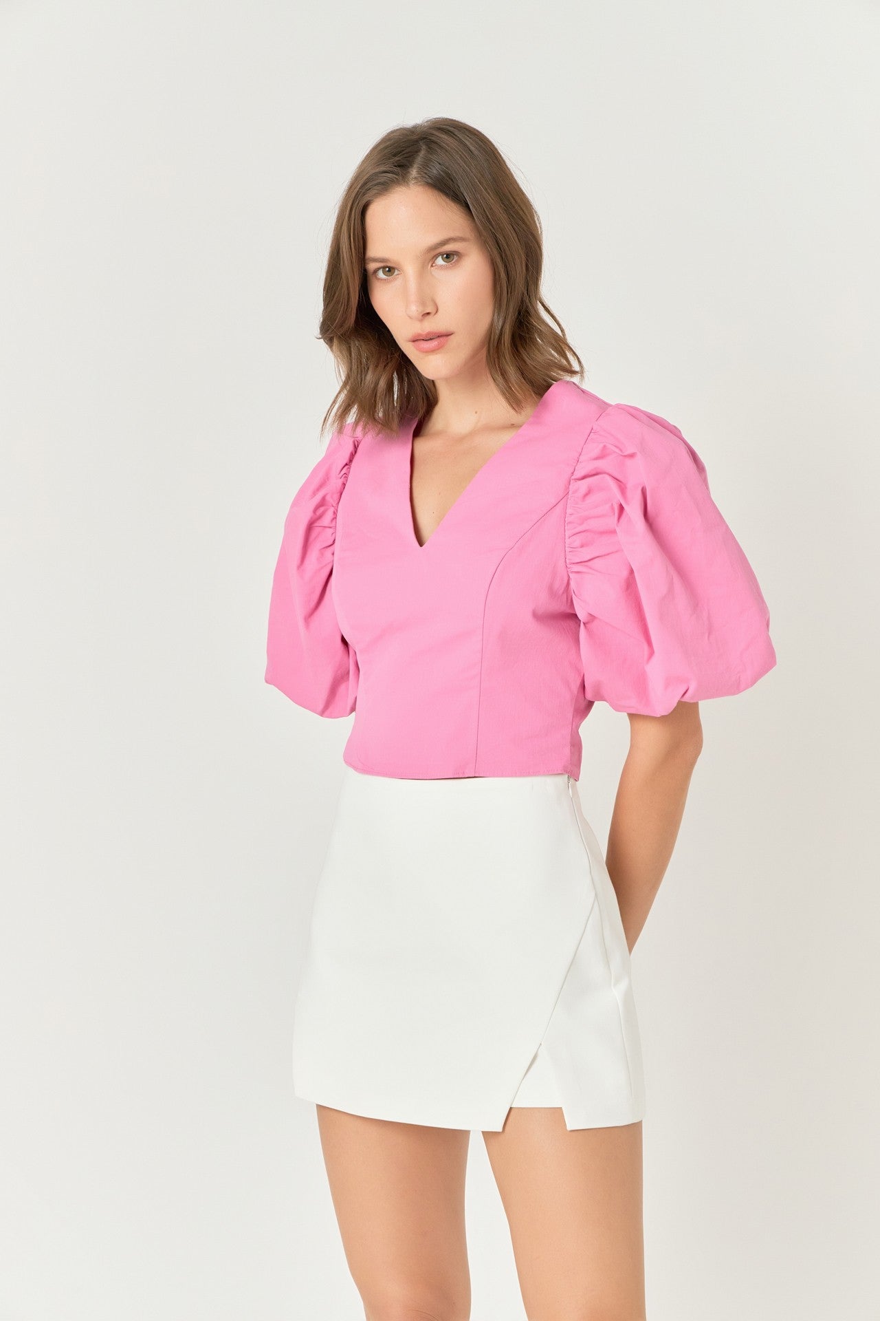 Exaggerated Sleeve Crop Top