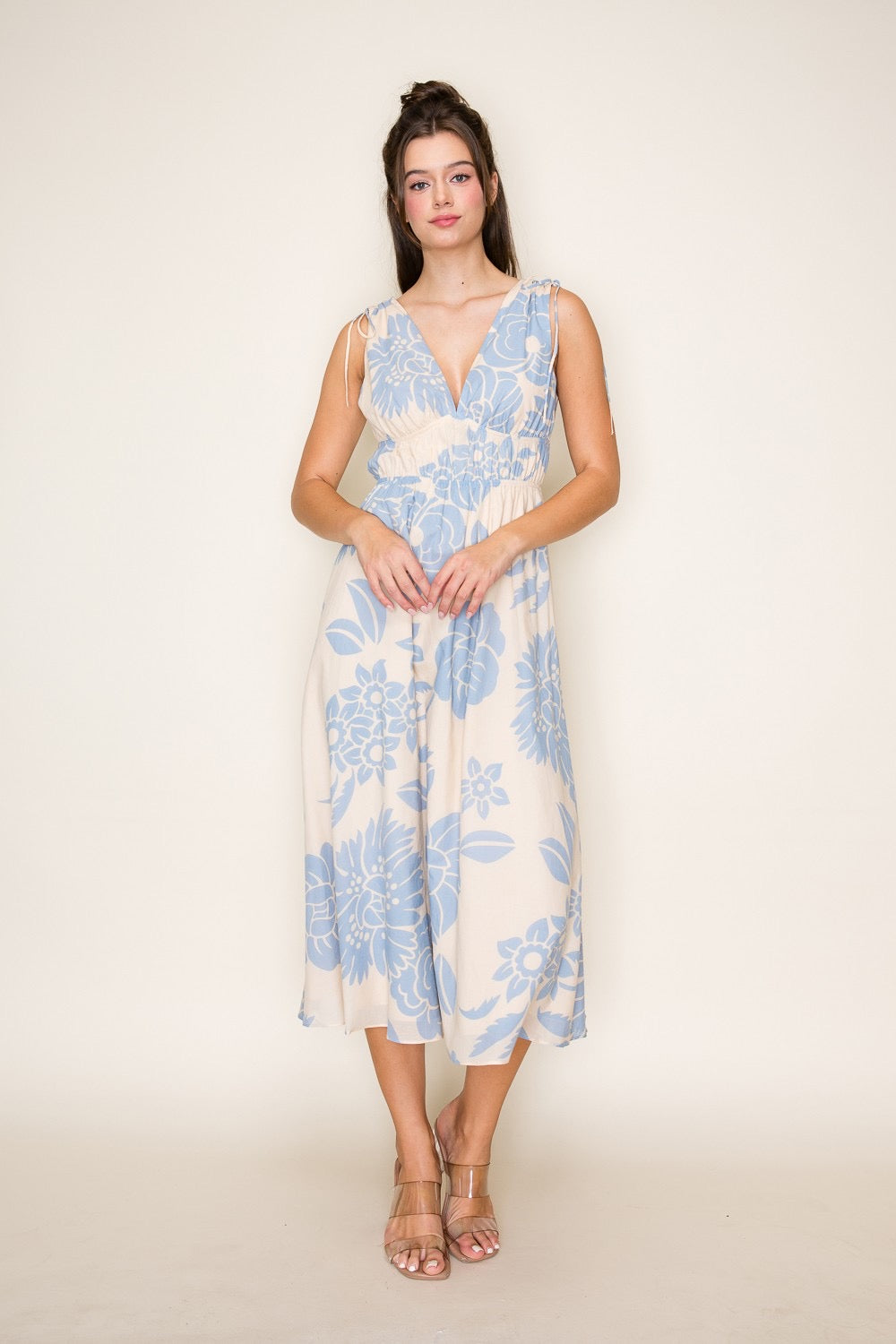 Azure Bloom Midi Dress
