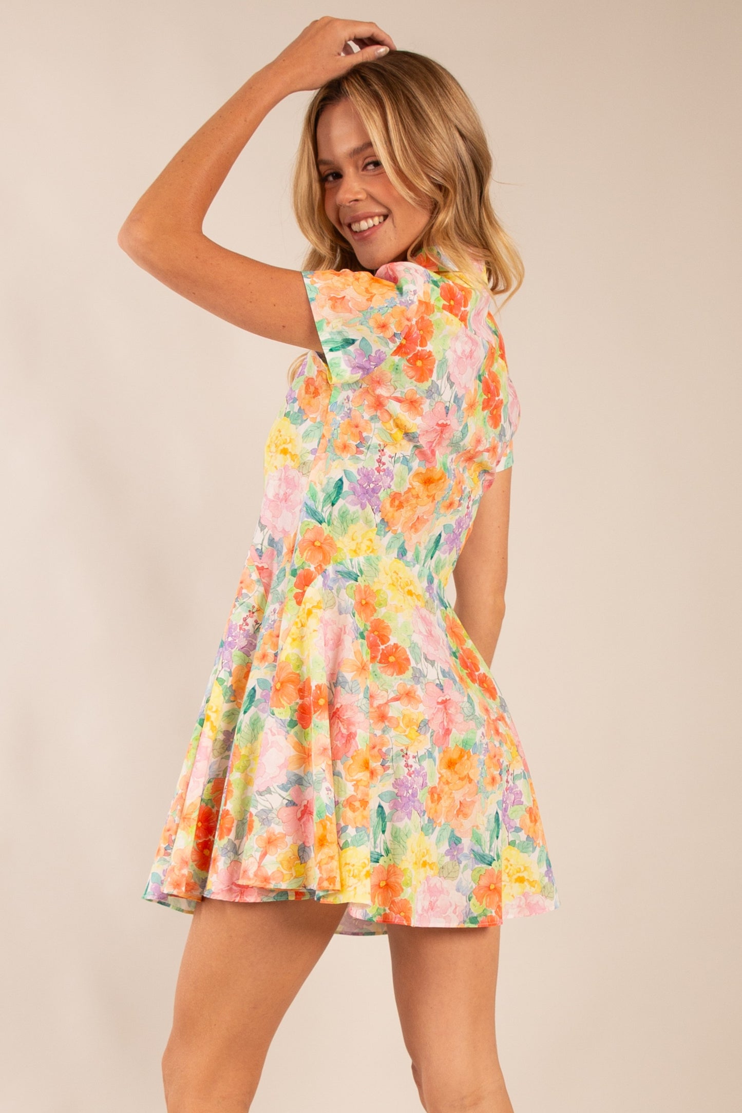 Playful Button-Up Floral Dress