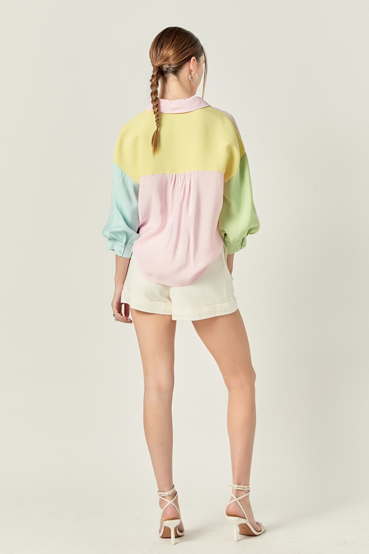 Pastel Elegance Colorblock Blouse