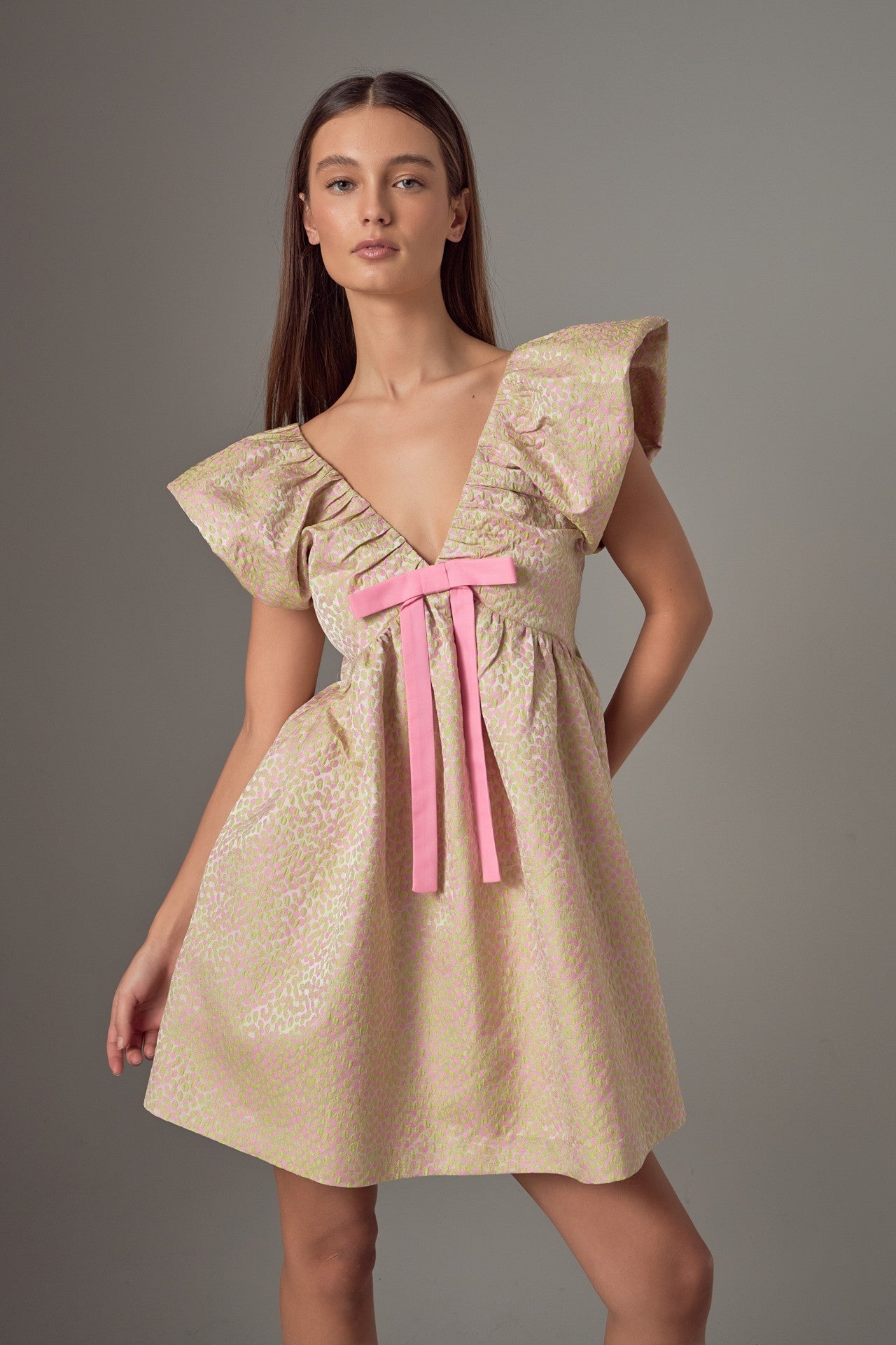Jacquard Print Mini Dress