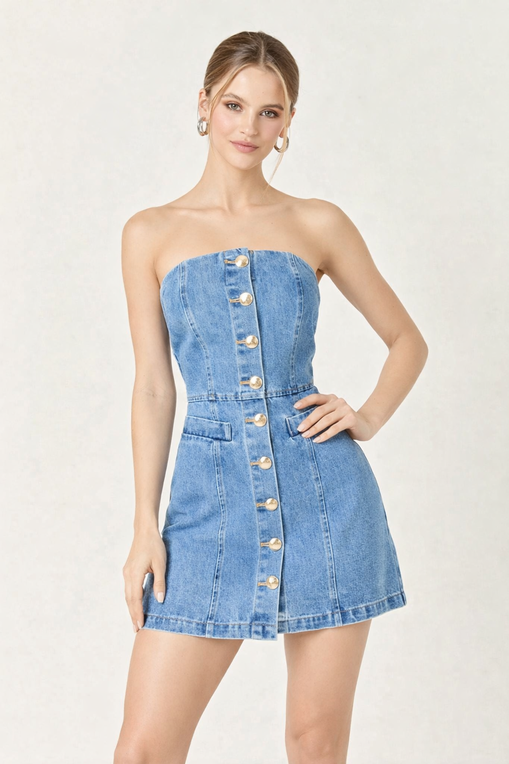 Élan Strapless Denim Mini Dress