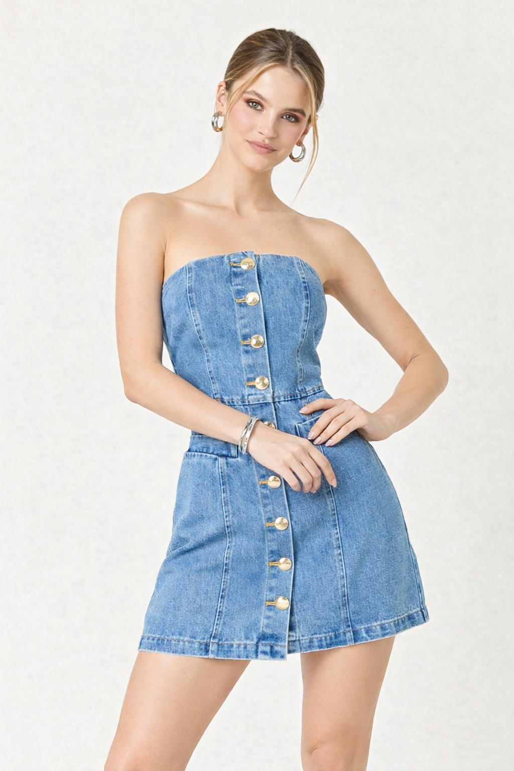 Élan Strapless Denim Mini Dress